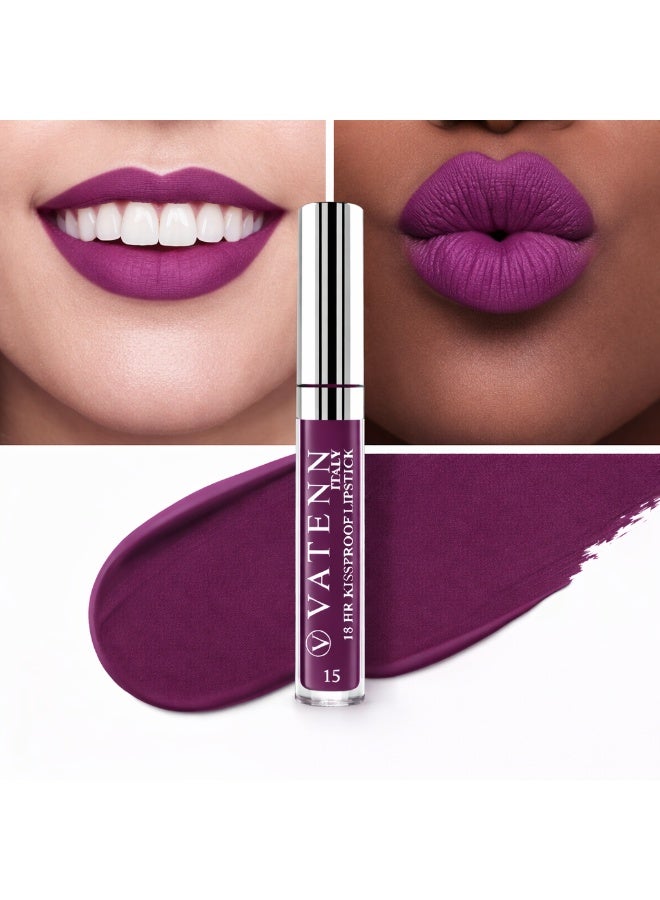 VATENN ITALY 18 Hr Kissproof Lipstick 15 Matte liquid lipstick, Lead-Free ,No Dry Feel, Weightless Feel, Vinyl Ink Kissproof /Lip Lingerie Transfer-Proof, All Day Wear. - Image 2